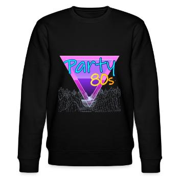 Party 80 Vintage Retro Jahr - Stanley/Stella Unisex Bio-Sweatshirt CHANGER  - Schwarz - Vorne - Nik (191cm) & Marisol (170cm)