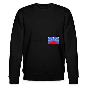 Flagge der Insel La Réunion Herzschlag - Stanley/Stella Unisex Bio-Sweatshirt CHANGER  - Schwarz - Vorne - Nik (191cm) & Marisol (170cm)