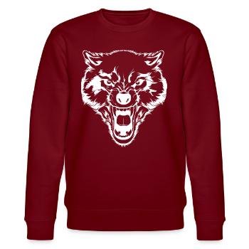 Wolf - Cooler Wolf - Zeichnung - Stanley/Stella Unisex Bio-Sweatshirt CHANGER  - Burgunderrot - Vorne - Nik (191cm) & Marisol (170cm)