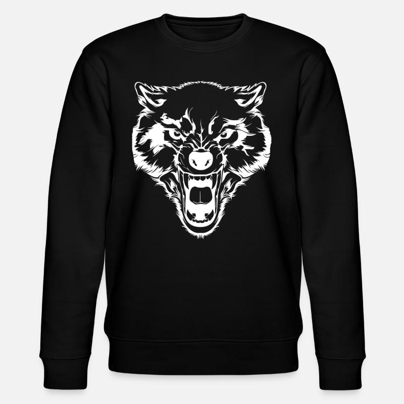 Wolf - Cooler Wolf - Zeichnung - Stanley/Stella Unisex Bio-Sweatshirt CHANGER  - Schwarz