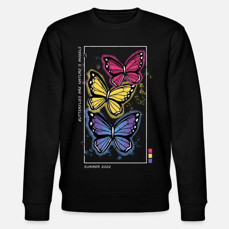Bunte Schmetterlinge - Stanley/Stella Unisex Bio-Sweatshirt CHANGER  - Schwarz