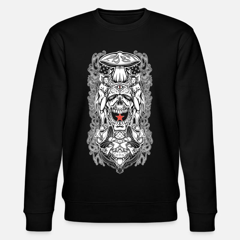 Psychedelisches Schädelportal – Okkulte Pilzvision - Stanley/Stella Unisex Bio-Sweatshirt CHANGER  - Schwarz