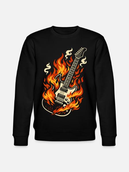 E-Gitarre Brennend Rock Geschenk - Stanley/Stella Unisex Bio-Sweatshirt CHANGER  - Schwarz