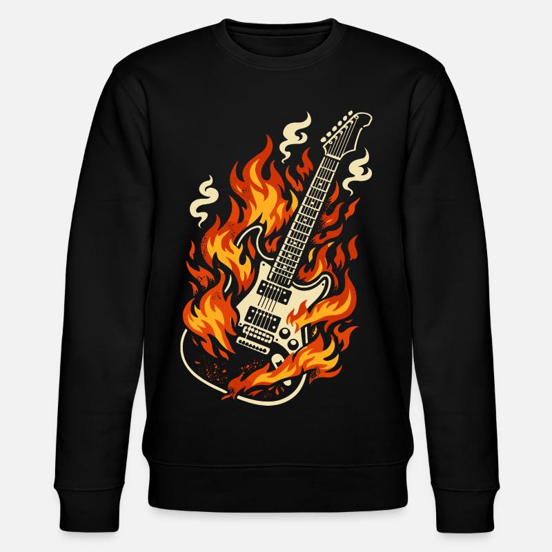 Electric Guitar Burning Rock Gift - Stanley/Stella CHANGER Unisex Organic Sweatshirt - black