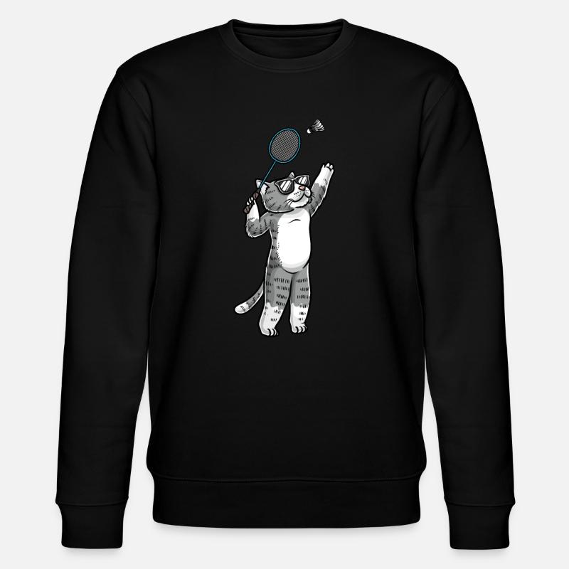 Lustige Badminton-katze - Stanley/Stella Unisex Bio-Sweatshirt CHANGER  - Schwarz