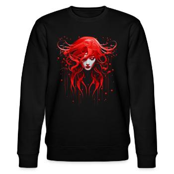 Anime Frauen Kunst Portrait Grafik Motiv Anime - Stanley/Stella Unisex Bio-Sweatshirt CHANGER  - Schwarz - Vorne - Nik (191cm) & Marisol (170cm)