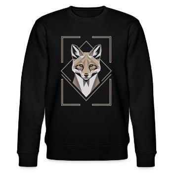 Geometric Fox Head Graphic Artwork - Stanley/Stella CHANGER Unisex Organic Sweatshirt - black - Front - Nik (191cm) & Marisol (170cm)