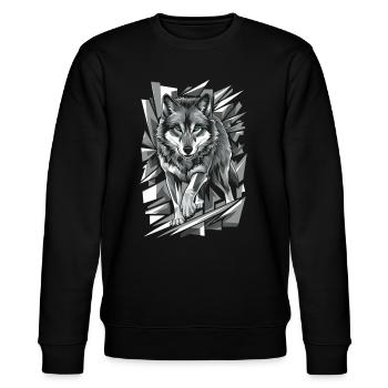 Wolf mit Grünen Augen in Geometrischem Stil - Stanley/Stella Unisex Bio-Sweatshirt CHANGER  - Schwarz - Vorne - Nik (191cm) & Marisol (170cm)