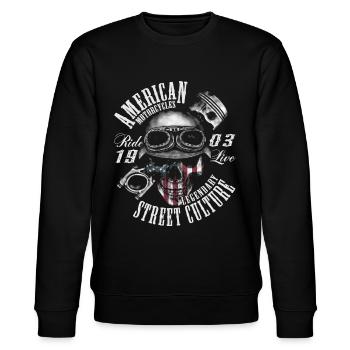 American Motorcycles - Stanley/Stella CHANGER Unisex Organic Sweatshirt - black - Front - Nik (191cm) & Marisol (170cm)