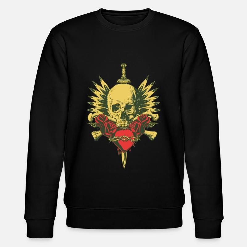 CRÂNE, AILES, ÉPÉE ET ROSES - Sweat bio CHANGER Stanley/Stella Unisexe - noir