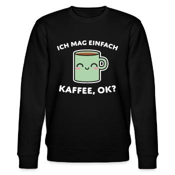 Kaffee Frühaufsteher Büroleben - Stanley/Stella Unisex Bio-Sweatshirt CHANGER  - Schwarz - Vorne - Nik (191cm) & Marisol (170cm)