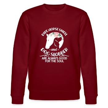 Pferd Hund - Stanley/Stella Unisex Bio-Sweatshirt CHANGER  - Burgunderrot - Vorne - Nik (191cm) & Marisol (170cm)