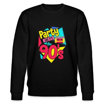 90er Jahre Party Kassette 90s Retro Geschenk - Stanley/Stella Unisex Bio-Sweatshirt CHANGER  - Schwarz - Vorne - Nik (191cm) & Marisol (170cm)