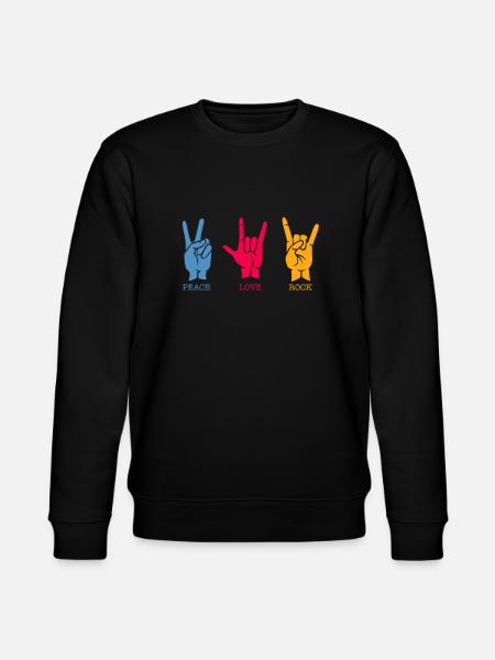 80's Peace Love Rock - Stanley/Stella CHANGER Unisex Organic Sweatshirt - black