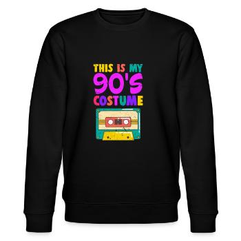 90er Jahre 90s Kassette Party Mottoparty Geschenk - Stanley/Stella Unisex Bio-Sweatshirt CHANGER  - Schwarz - Vorne - Nik (191cm) & Marisol (170cm)