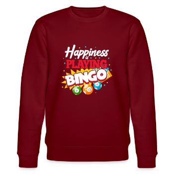 Bingo Spielen Glücksspiel Lotto Oma Opa Geschenk - Stanley/Stella Unisex Bio-Sweatshirt CHANGER  - Burgunderrot - Vorne - Nik (191cm) & Marisol (170cm)