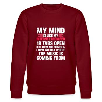 Internet thought programmer nerd gift - Stanley/Stella CHANGER Unisex Organic Sweatshirt - burgundy - Front - Nik (191cm) & Marisol (170cm)