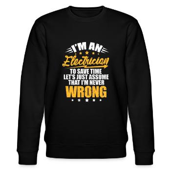Elektriker - Stanley/Stella Unisex Bio-Sweatshirt CHANGER  - Schwarz - Vorne - Nik (191cm) & Marisol (170cm)