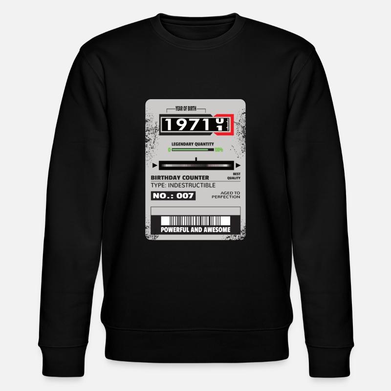 Compteur triphasé anniversaire 1971 Cadeau - Sweat bio CHANGER Stanley/Stella Unisexe - noir