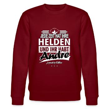 Jede Zeit hat Ihre Helden Ihr habt Alexandre - Stanley/Stella Unisex Bio-Sweatshirt CHANGER  - Burgunderrot - Vorne - Nik (191cm) & Marisol (170cm)