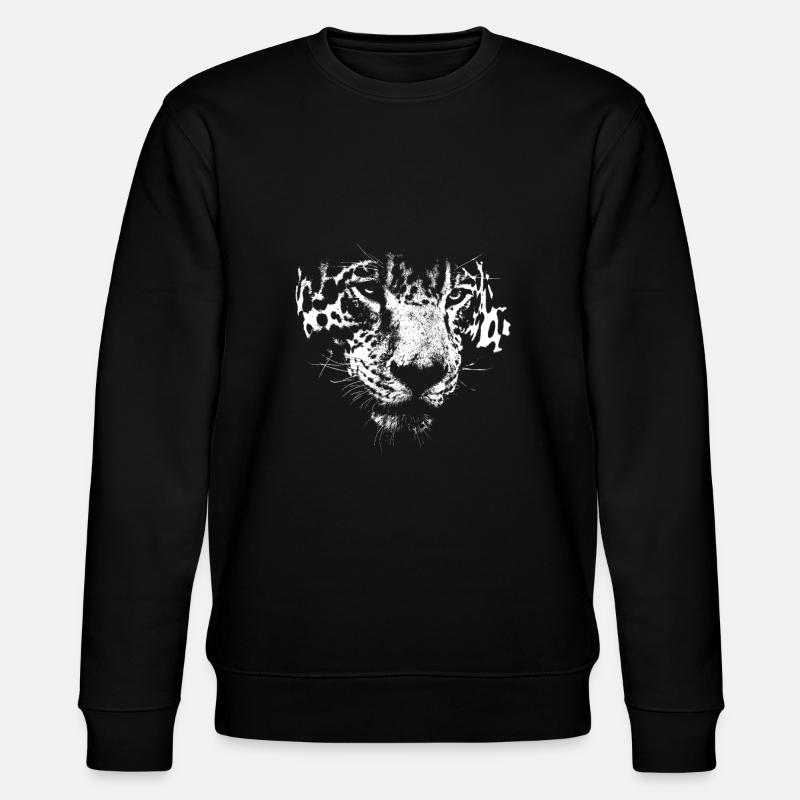 Leopard Raubtier Tier Gesicht - Stanley/Stella Unisex Bio-Sweatshirt CHANGER  - Schwarz