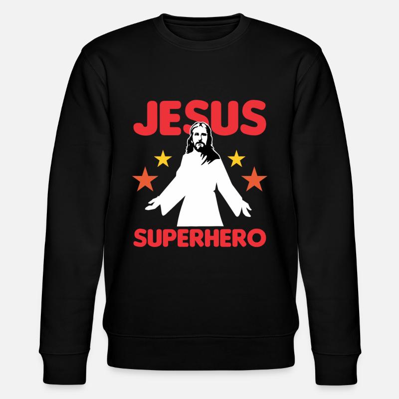 Jesus Superheld - Stanley/Stella Unisex Bio-Sweatshirt CHANGER  - Schwarz