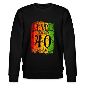 40th Birthday Gamer Level 40 complete - Stanley/Stella CHANGER Unisex Organic Sweatshirt - black - Front - Nik (191cm) & Marisol (170cm)