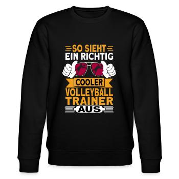 Volleyball Trainer Volleyballer Mannschaft - Stanley/Stella Unisex Bio-Sweatshirt CHANGER  - Schwarz - Vorne - Nik (191cm) & Marisol (170cm)