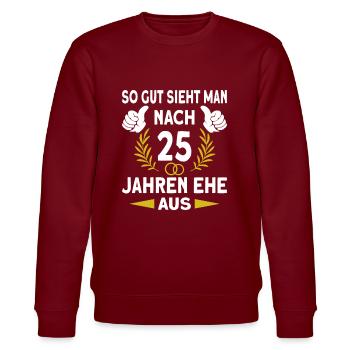 Silberne Hochzeit Silberhochzeit 25 Hochzeitstag - Stanley/Stella Unisex Bio-Sweatshirt CHANGER  - Burgunderrot - Vorne - Nik (191cm) & Marisol (170cm)