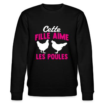 cette fille aime les poules - Sweat bio CHANGER Stanley/Stella Unisexe - noir - Devant - Nik (191cm) & Marisol (170cm)