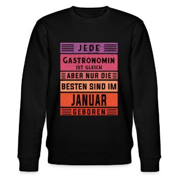 Restaurant Wirt Geburtstag Januar geboren - Stanley/Stella Unisex Bio-Sweatshirt CHANGER  - Schwarz - Vorne - Nik (191cm) & Marisol (170cm)