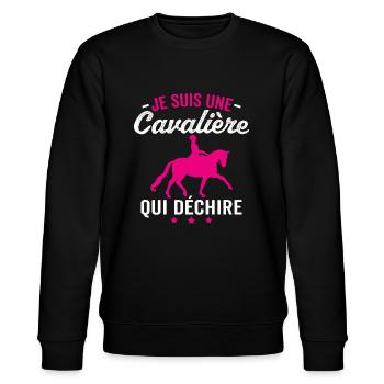 Je suis une cavalière qui déchire - Sweat bio CHANGER Stanley/Stella Unisexe - noir - Devant - Nik (191cm) & Marisol (170cm)