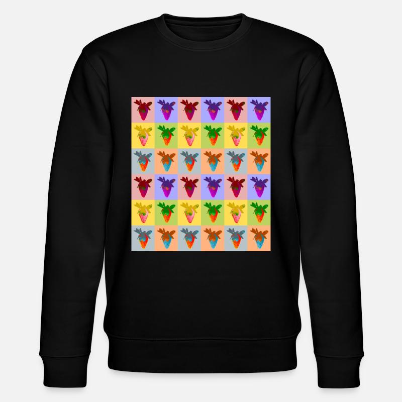 Strawberry, pattern - Stanley/Stella CHANGER Unisex Organic Sweatshirt - black