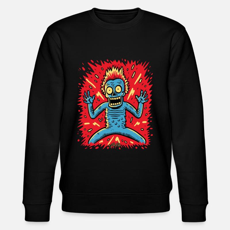 Surprising Cartoon Pop Guy - Stanley/Stella CHANGER Unisex Organic Sweatshirt - black
