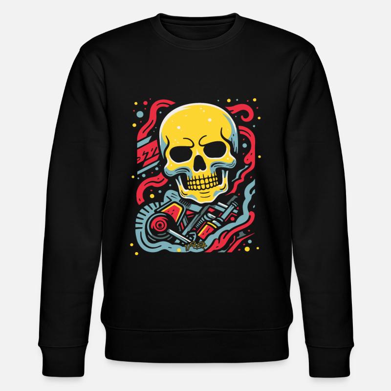 Schwebender Schädel: Pop-Art-Cartoon - Stanley/Stella Unisex Bio-Sweatshirt CHANGER  - Schwarz