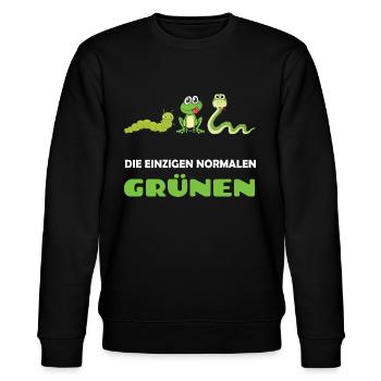 Anti Grünen Gegen Grün Politik Bundestagswahl 2021 - Stanley/Stella Unisex Bio-Sweatshirt CHANGER  - Schwarz - Vorne - Nik (191cm) & Marisol (170cm)