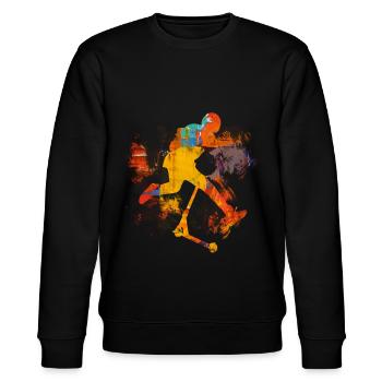 Freestyle Scooter - Stanley/Stella Unisex Bio-Sweatshirt CHANGER  - Schwarz - Vorne - Nik (191cm) & Marisol (170cm)