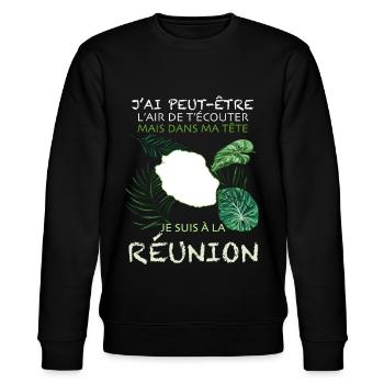 La Réunion Réunionnais Réunionnaise - Sweat bio CHANGER Stanley/Stella Unisexe - noir - Devant - Nik (191cm) & Marisol (170cm)