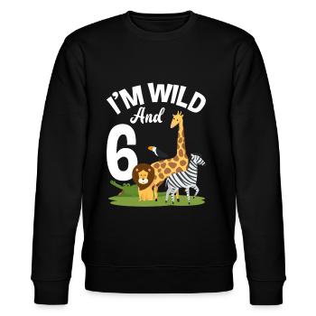 6. Geburtstag Geburtstagsshirt Dschungel Sechs - Stanley/Stella Unisex Bio-Sweatshirt CHANGER  - Schwarz - Vorne - Nik (191cm) & Marisol (170cm)