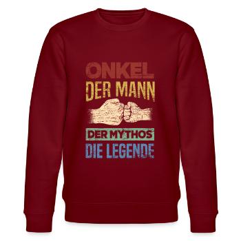 Onkel Mann Mythos - Stanley/Stella Unisex Bio-Sweatshirt CHANGER  - Burgunderrot - Vorne - Nik (191cm) & Marisol (170cm)