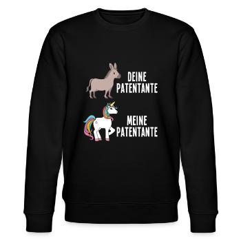 Patentante Einhorn Esel Lustig - Stanley/Stella Unisex Bio-Sweatshirt CHANGER  - Schwarz - Vorne - Nik (191cm) & Marisol (170cm)