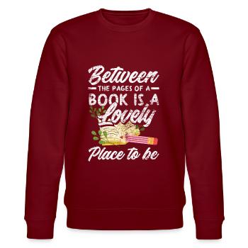 Book Saying Library - Stanley/Stella CHANGER Unisex Organic Sweatshirt - burgundy - Front - Nik (191cm) & Marisol (170cm)