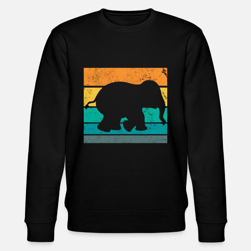 Retro Elephant - Stanley/Stella CHANGER Unisex Organic Sweatshirt - black