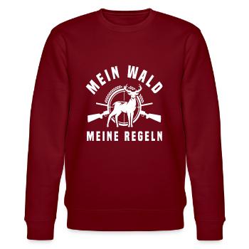 Jäger Mein Wald Meine Regeln Jagdsport - Stanley/Stella Unisex Bio-Sweatshirt CHANGER  - Burgunderrot - Vorne - Nik (191cm) & Marisol (170cm)