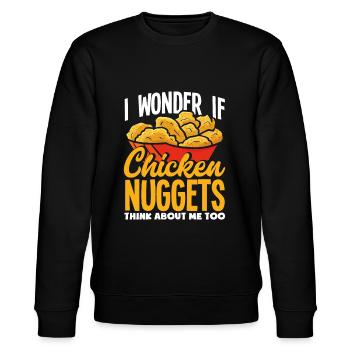 Chicken Nuggets Spruch Lustiges Chicken Nugget - Stanley/Stella Unisex Bio-Sweatshirt CHANGER  - Schwarz - Vorne - Nik (191cm) & Marisol (170cm)