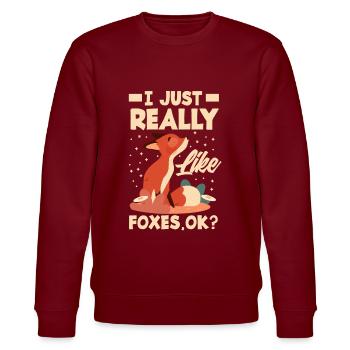 Fuchs Füchse Tiere Geschenkidee - Stanley/Stella Unisex Bio-Sweatshirt CHANGER  - Burgunderrot - Vorne - Nik (191cm) & Marisol (170cm)