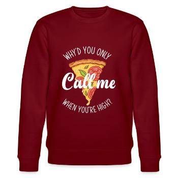 Pizza Liebe Essen Nahrung - Stanley/Stella Unisex Bio-Sweatshirt CHANGER  - Burgunderrot - Vorne - Nik (191cm) & Marisol (170cm)