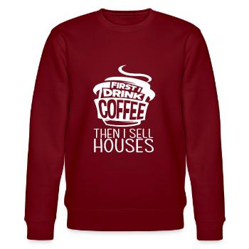 Kaffee Immobilienmakler Vermittler - Stanley/Stella Unisex Bio-Sweatshirt CHANGER  - Burgunderrot - Vorne - Nik (191cm) & Marisol (170cm)