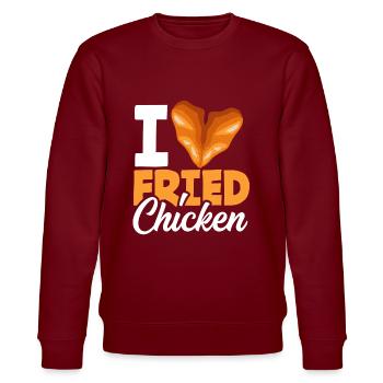 Heart Love Fried Chicken - Stanley/Stella CHANGER Unisex Organic Sweatshirt - burgundy - Front - Nik (191cm) & Marisol (170cm)