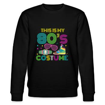 80er 80s Achtziger 1980 Kostüm Motto Geschenk - Stanley/Stella Unisex Bio-Sweatshirt CHANGER  - Schwarz - Vorne - Nik (191cm) & Marisol (170cm)
